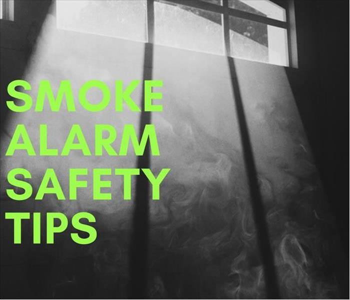 Smoky Room with quote, "Smoke Alarm Safety Tips".