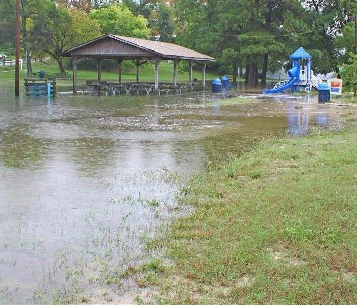 Flooded park and pavillion
